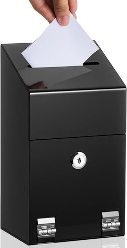 Acrylic Donation Box 10.2" x 5.6" x 4" Suggestion Box with Lock and Slot Wall Mount Safe Key Drop Ballot Box Clear Fundraising Box for Home Office Vote in Saudi Arabia