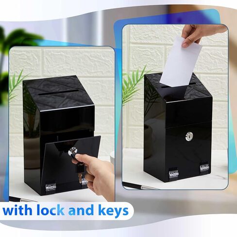 Acrylic Donation Box 10.2" x 5.6" x 4" Suggestion Box with Lock and Slot Wall Mount Safe Key Drop Ballot Box Clear Fundraising Box for Home Office Vote in Saudi Arabia