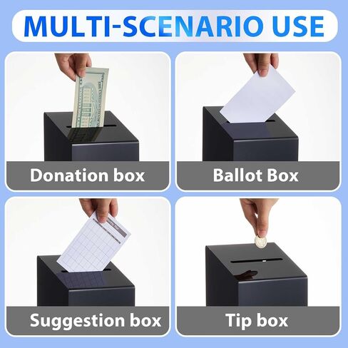 Acrylic Donation Box 10.2" x 5.6" x 4" Suggestion Box with Lock and Slot Wall Mount Safe Key Drop Ballot Box Clear Fundraising Box for Home Office Vote in Saudi Arabia