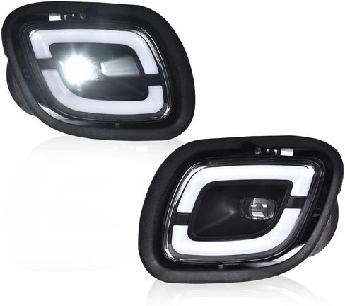 PIT66 LED أضواء الضباب زوج أبيض متوافق مع Freightliner Cascadia 2008-2017 LH + RH الجانب واضح عدسة الكروم الإسكان in Kuwait