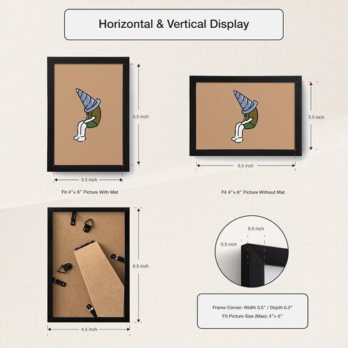 5x7 Picture Frame Set of 2,Black Photo Frame for 4x6 With Mat or 5x7 Without Mat,Horizontal and Vertical Formats for Wall Mount or Tabletop with Plexi Sheet in Saudi Arabia