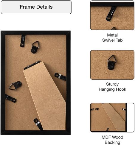 5x7 Picture Frame Set of 2,Black Photo Frame for 4x6 With Mat or 5x7 Without Mat,Horizontal and Vertical Formats for Wall Mount or Tabletop with Plexi Sheet in Saudi Arabia