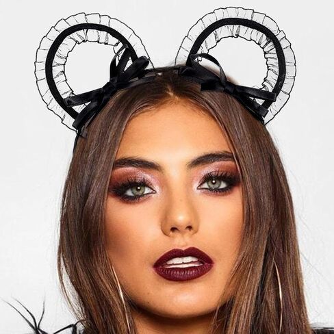 CAKURE Lace Cat Ears Headband Black Sexy Hair Bands Halloween Headwear Hair Accessories for Women in Kuwait