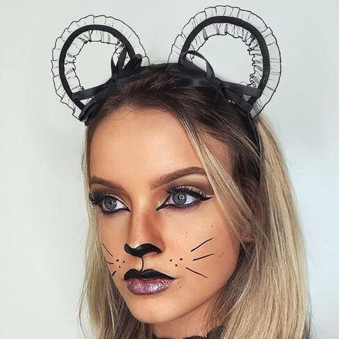 CAKURE Lace Cat Ears Headband Black Sexy Hair Bands Halloween Headwear Hair Accessories for Women in Kuwait