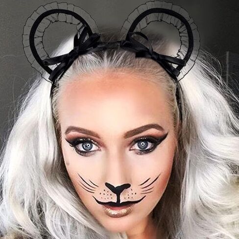 CAKURE Lace Cat Ears Headband Black Sexy Hair Bands Halloween Headwear Hair Accessories for Women in Kuwait