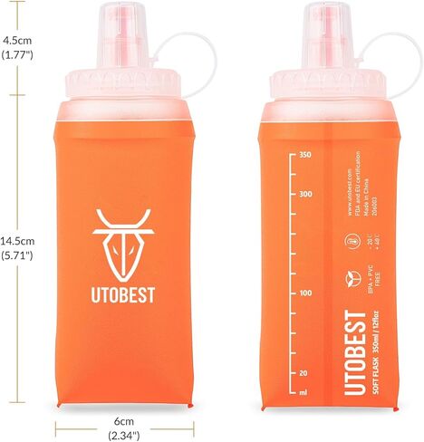 قارورة ناعمة من UTOBEST، 2 عبوة من زجاجات الجري الناعمة سعة 550 مل، قارورة تشغيل قابلة للطي من مادة TPU، قارورة محمولة قابلة للطي محمولة للسفر والسفر والمشي لمسافات طويلة وركوب الدراجات في المدينة والمشي باللون البرتقالي in Kuwait