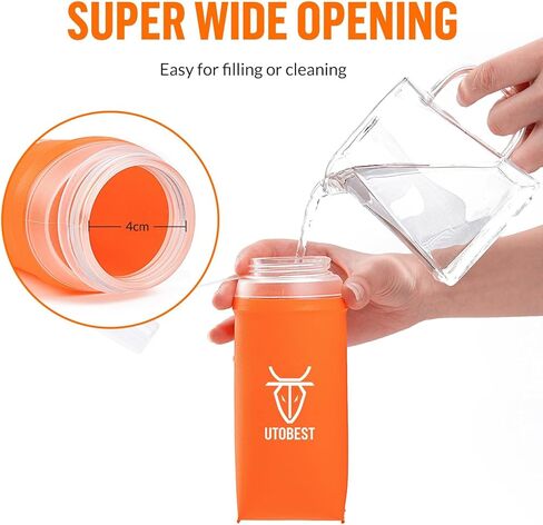 قارورة ناعمة من UTOBEST، 2 عبوة من زجاجات الجري الناعمة سعة 550 مل، قارورة تشغيل قابلة للطي من مادة TPU، قارورة محمولة قابلة للطي محمولة للسفر والسفر والمشي لمسافات طويلة وركوب الدراجات في المدينة والمشي باللون البرتقالي in Kuwait