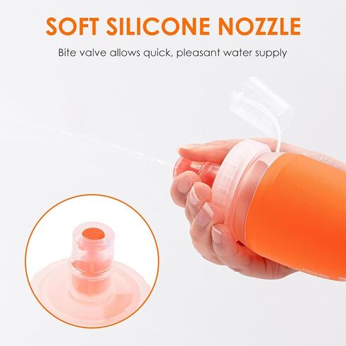 قارورة ناعمة من UTOBEST، 2 عبوة من زجاجات الجري الناعمة سعة 550 مل، قارورة تشغيل قابلة للطي من مادة TPU، قارورة محمولة قابلة للطي محمولة للسفر والسفر والمشي لمسافات طويلة وركوب الدراجات في المدينة والمشي باللون البرتقالي in Kuwait