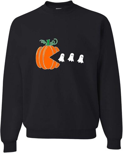 Go All Out Adult Pumpkin Eating Ghosts Halloween Funny Sweatshirt Crewneck in Saudi Arabia