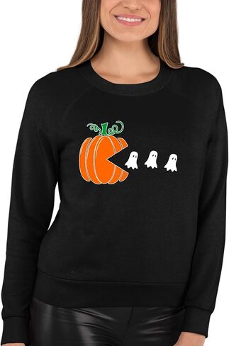 Go All Out Adult Pumpkin Eating Ghosts Halloween Funny Sweatshirt Crewneck in Saudi Arabia
