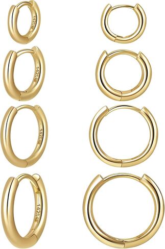 14K Gold Filled 4 Pairs Hoop Earrings for Women Hoop Earring Sets Earrings Lightweight Water Proof Tarnish Resistant in Saudi Arabia