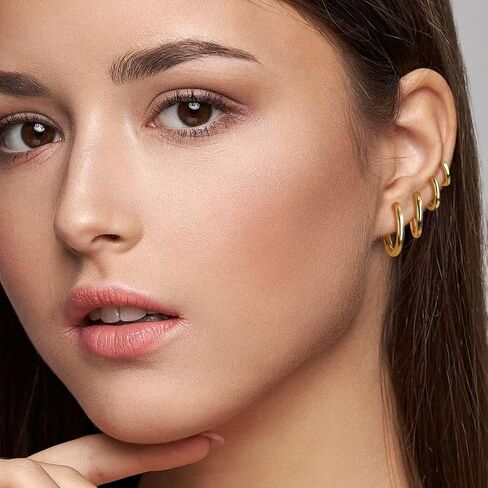 14K Gold Filled 4 Pairs Hoop Earrings for Women Hoop Earring Sets Earrings Lightweight Water Proof Tarnish Resistant in Saudi Arabia