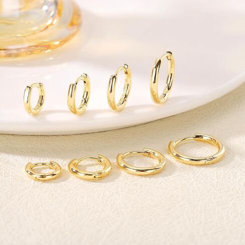 14K Gold Filled 4 Pairs Hoop Earrings for Women Hoop Earring Sets Earrings Lightweight Water Proof Tarnish Resistant in Saudi Arabia