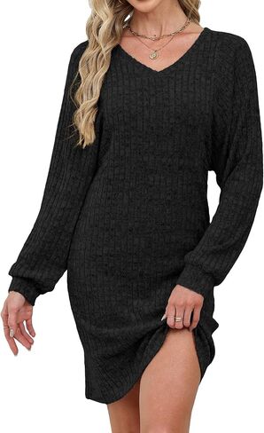 Grace's Secret Womens Ribbed Knit Sweater Dress Long Sleeve Casual Fall Winter Dresses 2025 in Saudi Arabia