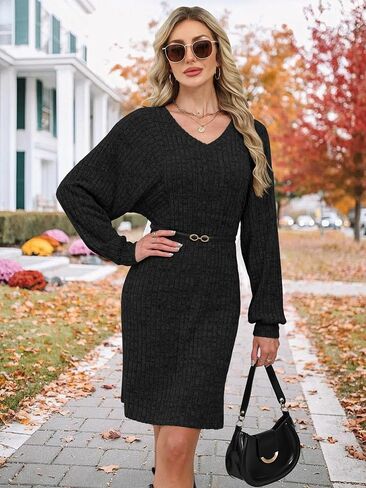 Grace's Secret Womens Ribbed Knit Sweater Dress Long Sleeve Casual Fall Winter Dresses 2025 in Saudi Arabia