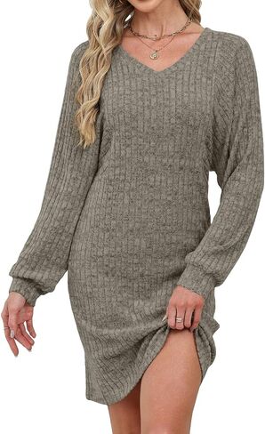 Grace's Secret Womens Ribbed Knit Sweater Dress Long Sleeve Casual Fall Winter Dresses 2025 in Saudi Arabia