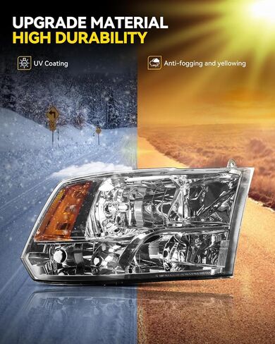 PHILTOP Headlight Assembly for Ram 1500 2011-2021,Ram 1500 Classic 2019-2023,Ram 2500 2011-2018,Ram 3500 2011-2018,Ram 4500/5500 2018,Dodge Ram 1500 2009-2010,Dodge Ram 2500/3500 2010,Chrome Housing in Saudi Arabia