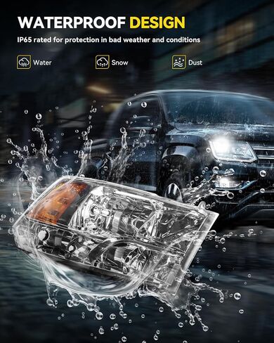 PHILTOP Headlight Assembly for Ram 1500 2011-2021,Ram 1500 Classic 2019-2023,Ram 2500 2011-2018,Ram 3500 2011-2018,Ram 4500/5500 2018,Dodge Ram 1500 2009-2010,Dodge Ram 2500/3500 2010,Chrome Housing in Saudi Arabia