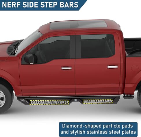 Hooke Road F150 Running Board Side Steps for 2009-2014 Ford F-150 SuperCrew Cab (4 Full Size Doors Only), Drop Down Nerf Step Bar Rail Rock Sliders in Saudi Arabia