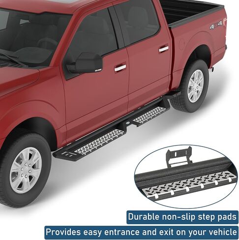 Hooke Road F150 Running Board Side Steps for 2009-2014 Ford F-150 SuperCrew Cab (4 Full Size Doors Only), Drop Down Nerf Step Bar Rail Rock Sliders in Saudi Arabia