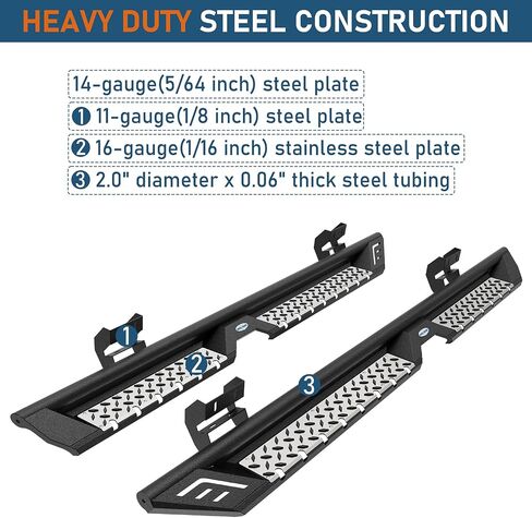 Hooke Road F150 Running Board Side Steps for 2009-2014 Ford F-150 SuperCrew Cab (4 Full Size Doors Only), Drop Down Nerf Step Bar Rail Rock Sliders in Saudi Arabia