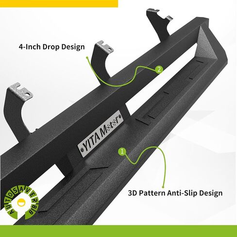 AUTOSAVER88 Running Boards Side Steps Compatible with 2022-2025 Toyota Tundra Crewmax Cab (2 3/4 Size Rear Doors), Off-Road Side Steps, Black Powder Coated Step Rails Nerf Bars in Saudi Arabia