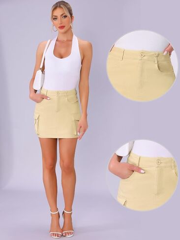 Allegra K Cargo Mini Skirt for Women's Casual Y2K Cotton Skirts with Pockets in Saudi Arabia