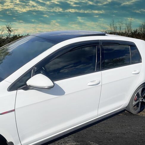 Window Visor Compatible with 2015-2019 VW Golf MK7, Acrylic Smoke Tinted & Semi-Transparent Sun Rain Shade Guard Wind Vent Air Deflector by IKON MOTORSPORTS in Saudi Arabia