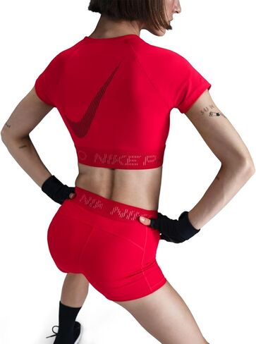 Nike Pro Women's Mid-Rise 3" Graphic Biker Shorts (University Red/Dark Team Red/Magic Ember/White, HJ1226-657) Size Small in Saudi Arabia