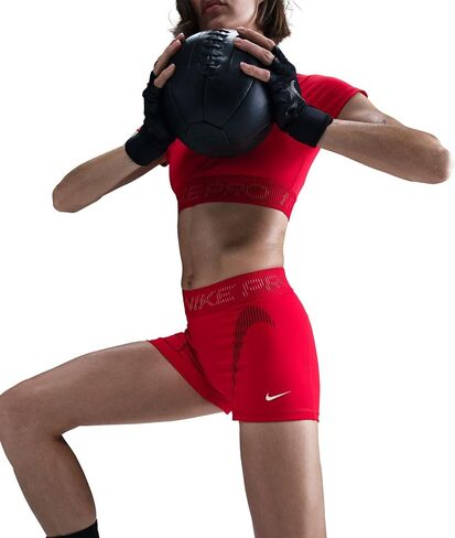 Nike Pro Women's Mid-Rise 3" Graphic Biker Shorts (University Red/Dark Team Red/Magic Ember/White, HJ1226-657) Size Small in Saudi Arabia