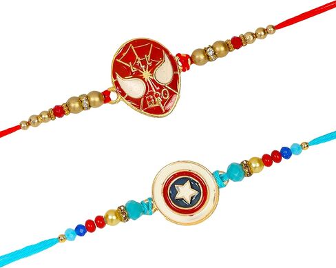 Set of 2 Rakhi for Small Brothers Designer Rakhi Rakhi for Sister, Rakhi for Little Brother Bhai | Raksha Bandhan Elephant Rakhi for Brother with Greeting card and Roli Chawal (Design6) in Kuwait