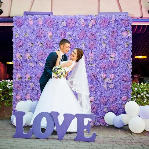 Flower Wall Panel 12-Piece of 16.5x16.5 Inch Artificial Floral Wall Backdrops White Silk Rose Wall Decor Ideal for Wedding Celebrations, Festive Party Backdrops and Home Decor in Kuwait