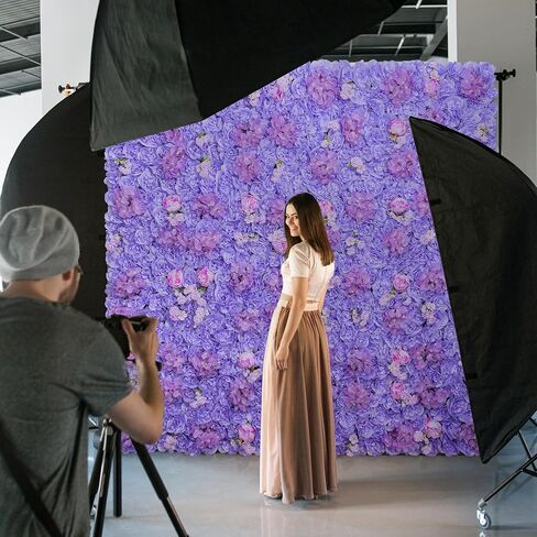 Flower Wall Panel 12-Piece of 16.5x16.5 Inch Artificial Floral Wall Backdrops White Silk Rose Wall Decor Ideal for Wedding Celebrations, Festive Party Backdrops and Home Decor in Kuwait