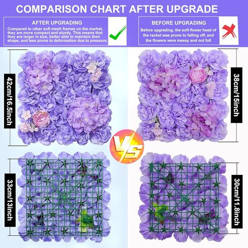 Flower Wall Panel 12-Piece of 16.5x16.5 Inch Artificial Floral Wall Backdrops White Silk Rose Wall Decor Ideal for Wedding Celebrations, Festive Party Backdrops and Home Decor in Kuwait