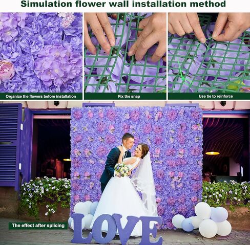 Flower Wall Panel 12-Piece of 16.5x16.5 Inch Artificial Floral Wall Backdrops White Silk Rose Wall Decor Ideal for Wedding Celebrations, Festive Party Backdrops and Home Decor in Kuwait