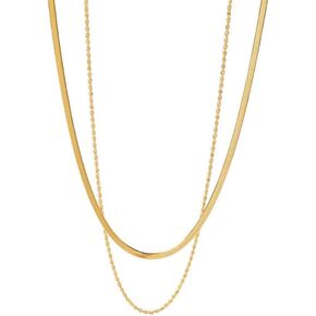 Women's Layered Gold Chain Necklace, 18K Gold Plated Stainless Steel Stackable Paperclip Tassel Sequin Flat Snake Chain Necklace Set, Fashion Jewelry Gift in Saudi Arabia