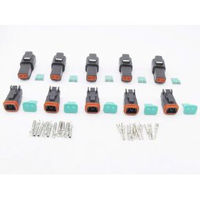 5 Sets 4Pin DT Connector kit Waterproof Sealed Electrical Plug housing Wire Dt Connector 22-16AWG DT04-4P DT06-4S (Black) in Saudi Arabia