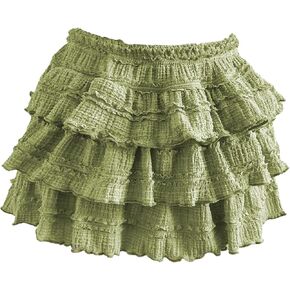 GORGLITTER تنورة نسائية قصيرة مكشكشة من الدانتيل بطبقات Y2k تنانير قصيرة متدرجة للخروج in Kuwait