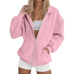 Zip Up Sweatshirt Women No Hood - Oversized Fleece Jacket Casual Loose with Pocket Plus Size Fall Winter Outerwear 2025 in Saudi Arabia