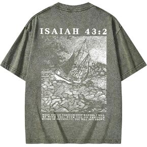 Graphic Tees Summer Novelty Women Men Cotton Oversized Fear Not Bible Christian Washed T-Shirt in Saudi Arabia