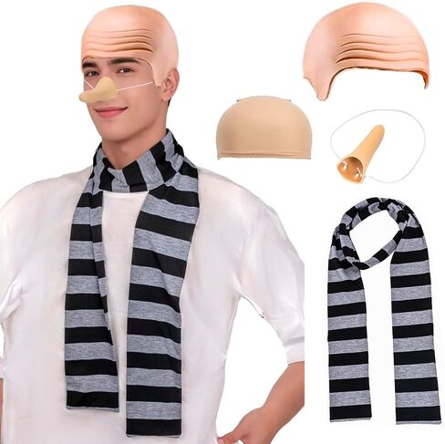 4Pcs Adults Costume Accessories Black and Grey Striped Men's Scarf Cosplay Accessories in Saudi Arabia