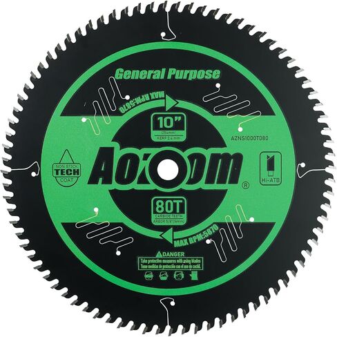 Aozoom Precision Series 10 Inch 60T Durable Circular Saw Blade with 5/8" Arbor TCT Coated with Teflon Non-Stick Finish for Wood Cutting Crosscut - Elevate Your Craftsmanship(10",60 Teeth) in Kuwait