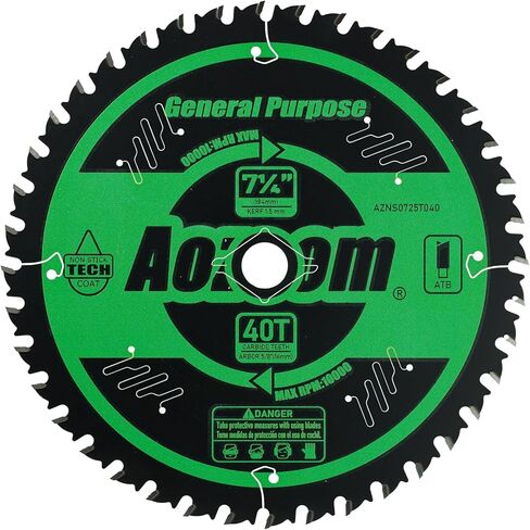 Aozoom Precision Series 10 بوصة 60T شفرة منشار دائري متين مع 5/8 "Arbor TCT مغلفة مع تيفلون لاصقة لقطع الخشب المتقاطع - رفع حرفيك (10" ، 60 أسنان) in Kuwait