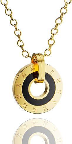 18K Gold Platde Chain For Women Necklace,Double Circle Pendant Necklace,Gifts for Women in Saudi Arabia