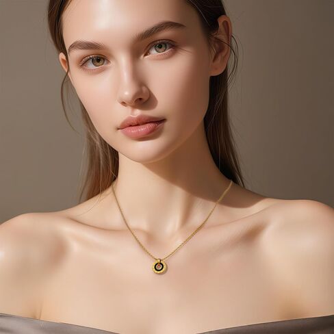 18K Gold Platde Chain For Women Necklace,Double Circle Pendant Necklace,Gifts for Women in Saudi Arabia