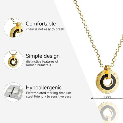 18K Gold Platde Chain For Women Necklace,Double Circle Pendant Necklace,Gifts for Women in Saudi Arabia