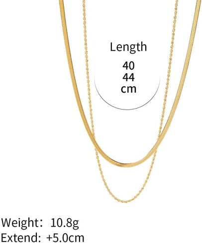 Women's Layered Gold Chain Necklace, 18K Gold Plated Stainless Steel Stackable Paperclip Tassel Sequin Flat Snake Chain Necklace Set, Fashion Jewelry Gift in Saudi Arabia