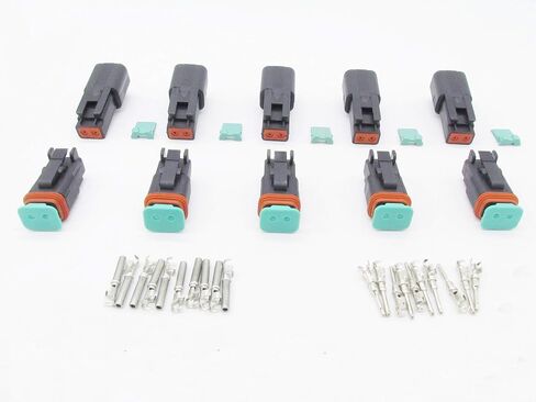 5 مجموعات 4Pin DT موصل عدة مقاوم للماء مختومة قابس كهربائي الإسكان سلك موصل Dt 22-16AWG DT04-4P DT06-4S (أسود) in Saudi Arabia