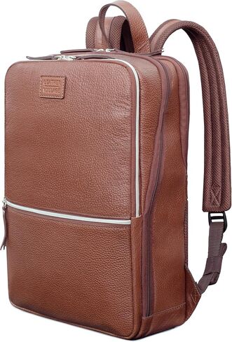 LEATHER VILLAGE Leather Laptop Backpack for Men |Brown | Slim Professional Business Bag Fits 15.6"-Laptop | Water-Repellent Work & Travel Daypack with Trolley Strap in Saudi Arabia