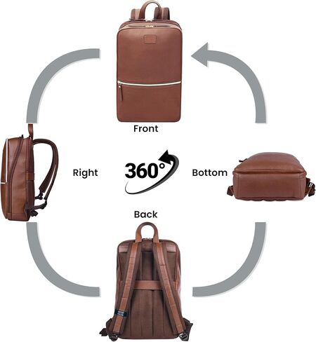 LEATHER VILLAGE Leather Laptop Backpack for Men |Brown | Slim Professional Business Bag Fits 15.6"-Laptop | Water-Repellent Work & Travel Daypack with Trolley Strap in Saudi Arabia